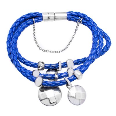 Damarmband Folli Follie 3B1F003CU Blå Läder (21 cm)