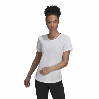 T-shirt med kortärm Dam Adidas Run It Vit (Storlek: M)