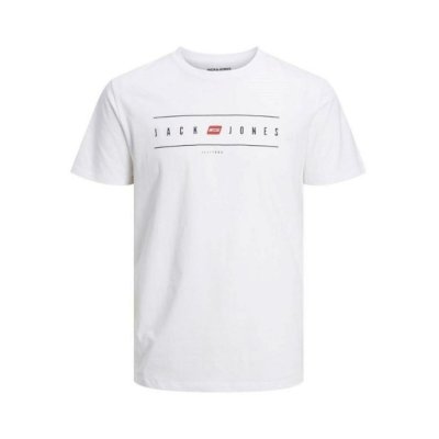 T-shirt med kortärm Herr JJFLAG CREW NECKLAG TEE SS Jack & Jones 12221011 Vit (Storlek: M)