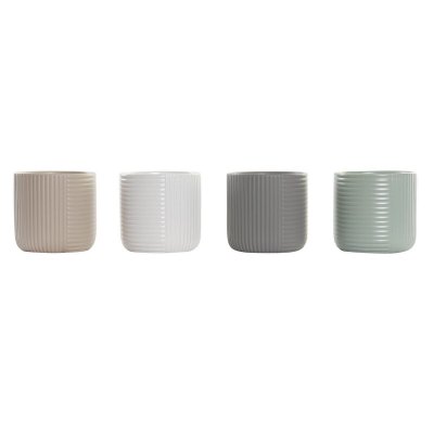 Kruka DKD Home Decor Grå Beige Vit Grön Stengods (14 x 14 x 13 cm) (4 antal)