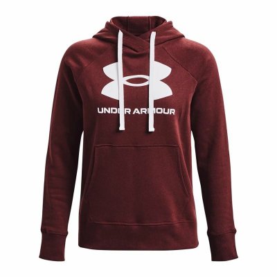 Tröja med huva Dam Under Armour Rival Fleece Rödbrun (Storlek: L)