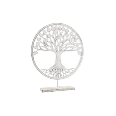 Prydnadsfigur DKD Home Decor Träd Metall Brun Vit Trä MDF (39 x 7 x 47 cm)