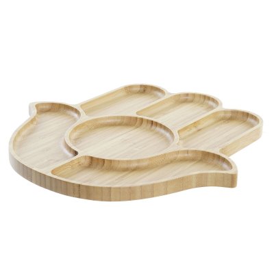 Bricka med fack DKD Home Decor Naturell Bambu (30,5 x 30,5 x 1,6 cm)