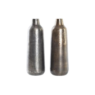 Vas DKD Home Decor Gyllene Silvrig Aluminium (13 x 13 x 41 cm) (2 antal) 
