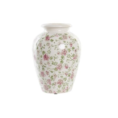 Vas DKD Home Decor Vit Grön Rödbrun Stengods Shabby Chic (18 x 18 x 25 cm)