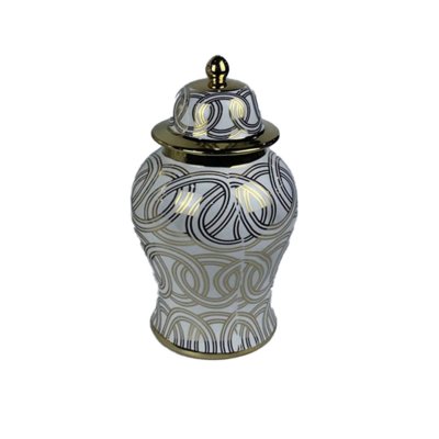 Vas DKD Home Decor Porslin Gyllene Vit Orientalisk (17 x 17 x 31 cm)