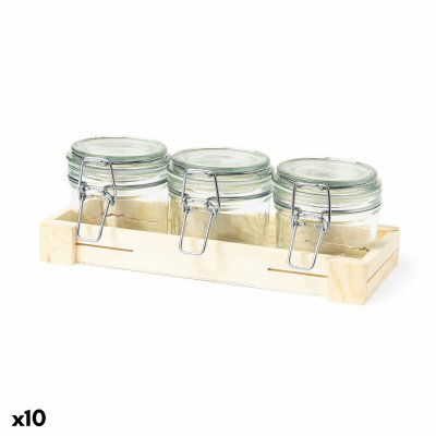 Uppsättning med 3 Burkar 141373 Glas (230 ml) (10 antal) (Färg: Brun)