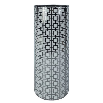 Vas DKD Home Decor Porslin Silvrig Vit Orientalisk (13 x 13 x 36 cm)