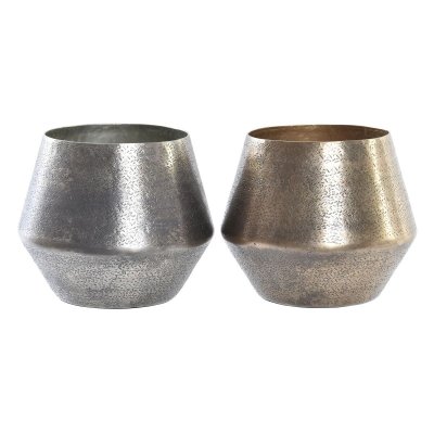 Kruka DKD Home Decor Silvrig Gyllene Aluminium (20 x 20 x 17 cm) (2 antal)