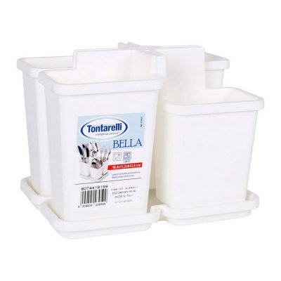 Bestickhållare Tontarelli Vit Plast (16,6 x 11,6 x 12,53 cm)