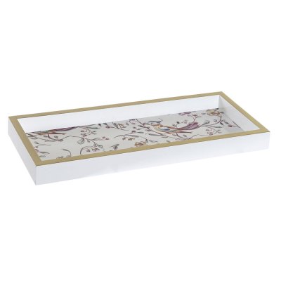 Bricka DKD Home Decor Rosa Vit Trä MDF (30 x 12 x 2.5 cm)