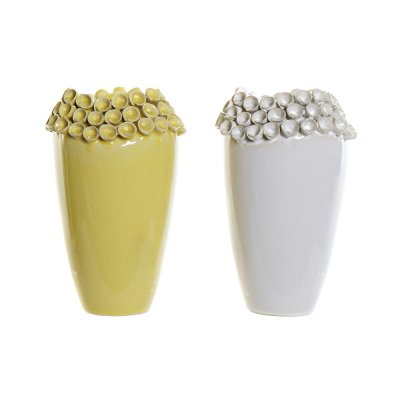 Vas DKD Home Decor Vit Ockra Stengods Modern (2 pcs) (16 x 16 x 26 cm)