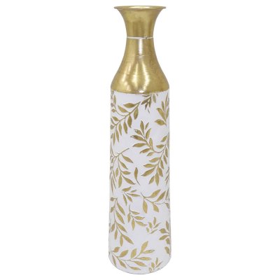 Vas DKD Home Decor Metall Vit Tropiskt (16 x 16 x 64 cm)