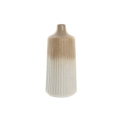 Vas DKD Home Decor Beige Vit Stengods (11 x 11 x 24.5 cm)