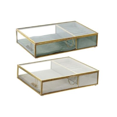 Smyckeskrin DKD Home Decor Glas Metall Chic (2 pcs) (23 x 15 x 5 cm)