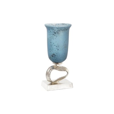 Vas DKD Home Decor Glas Silvrig Blå Aluminium (15 x 15 x 35 cm)