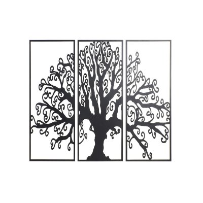 Väggdekoration DKD Home Decor 3 Delar Svart Träd Metall (105 x 1,3 x 91 cm)