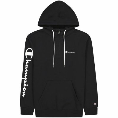 Tröja med huva Herr Champion Half Zip Svart (Storlek: XL)