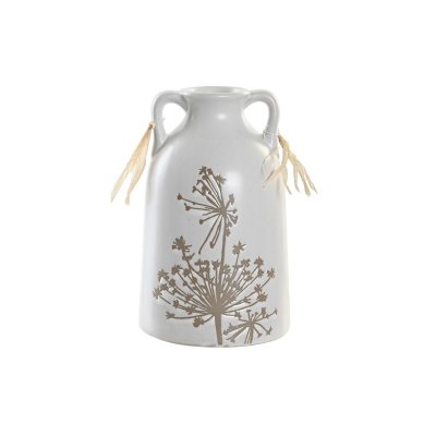 Vas DKD Home Decor Beige Vit Stengods (11,5 x 11,5 x 18 cm)