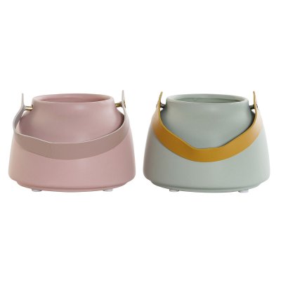 Vas DKD Home Decor Rosa Mint Stengods (13 x 13 x 10 cm) (2 antal)