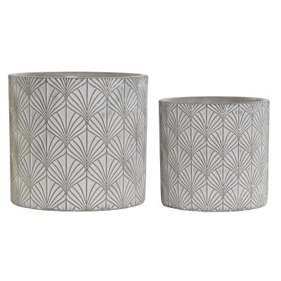 Kruka DKD Home Decor Grå Cement (17 x 17 x 16 cm) (2 Delar)