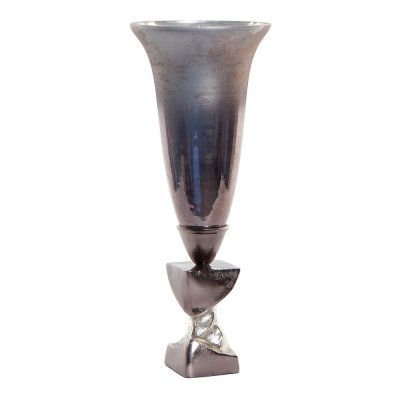 Vas DKD Home Decor Aluminium Glas Silvrig (19.5 x 19.5 x 49 cm)