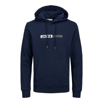 Tröja med huva Herr Jack & Jones JJNEO SWEAT HOOD 12223701 Marinblå (Storlek: L)