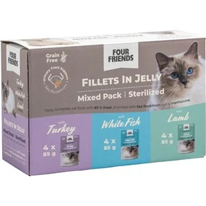 Kattmat Four Friends Menybox Sterilized Jelly 12x85 g