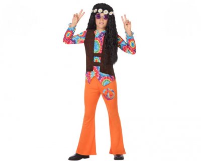 Maskeraddräkt för barn Hippie Orange (2 Pcs) (Storlek: 3-4 år)