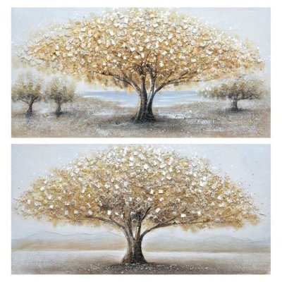 Tavla DKD Home Decor Träd (100 x 3 x 50 cm) (2 antal)