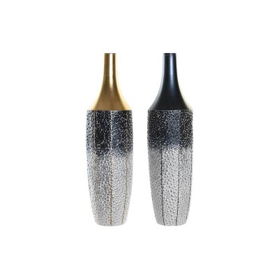 Vas DKD Home Decor Blå Metall Vit Arab (16 x 16 x 62 cm) (2 antal)