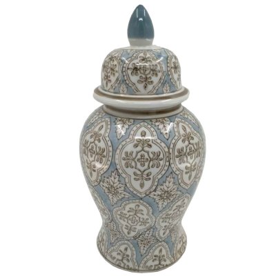 Vas DKD Home Decor Porslin Beige Blå Arab (18 x 18 x 30 cm)