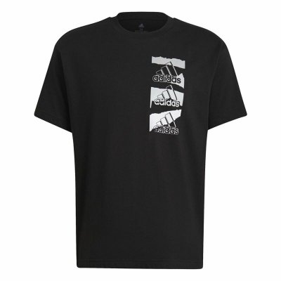 T-shirt med kortärm Herr Adidas Essentials Brandlove Svart (Storlek: S)