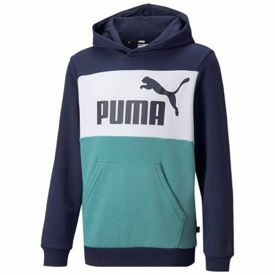 Tröja med huva Unisex Puma Essential Colorblock Mörkblå (Storlek: 7-8 år)