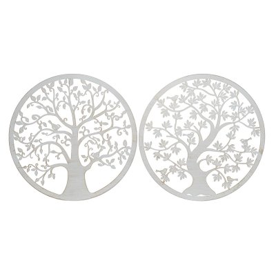 Väggdekoration DKD Home Decor Träd Metall Vit (2 antal) (40 x 1 x 40 cm)