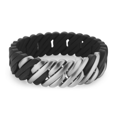 Damarmband TheRubz 07-100-25 Svart Silikon Rostfritt stål Silvrig (Mått: 20 cm)