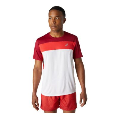 T-shirt med kortärm Herr Asics Race Vit Röd (Storlek: M)