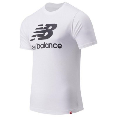 T-shirt med kortärm Herr New Balance Essentials Stacked Vit (Storlek: XL)