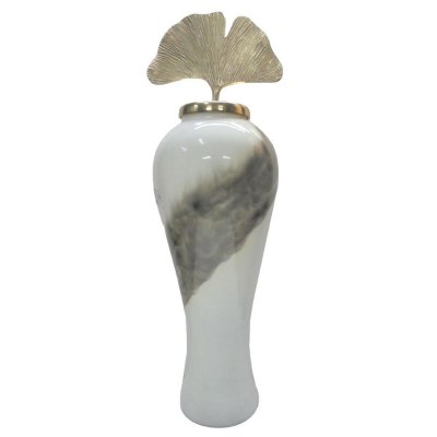 Vas DKD Home Decor Aluminium Dvobarvna Järn Orientalisk Löv av en växt (29 x 29 x 102 cm)