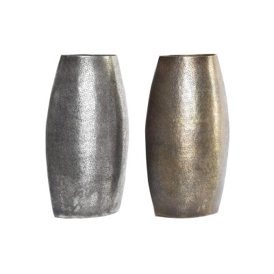 Vas DKD Home Decor Gyllene Silvrig Aluminium (20 x 12 x 36 cm) (2 antal)