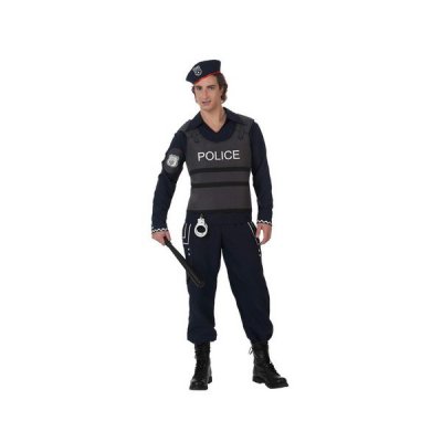 Maskeraddräkt vuxna Blå Polis (Storlek: M/L)