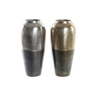 Vas DKD Home Decor Aluminium Dvobarvna Modern (16 x 16 x 33,5 cm) (2 antal)
