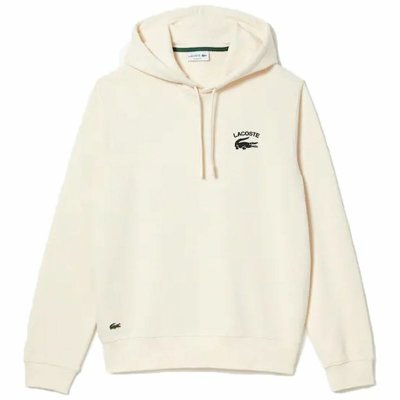 Tröja med huva Herr Lacoste Inscription Vit (Storlek: S)