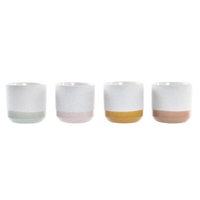 Kruka DKD Home Decor Terrakota n Grön Gul Dvobarvna Stengods (13,5 x 13,5 x 13,3 cm) (4 antal)