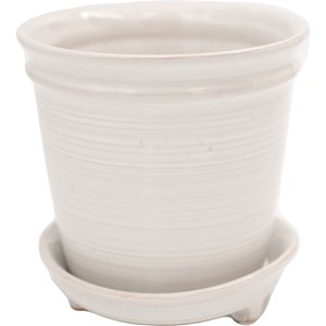 Kruka med fat Vit Ø17 cm